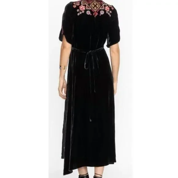 Johnny Was Lilith Maxi Wrap Dress In Black Embroidered XS - Picture 3 of 7
